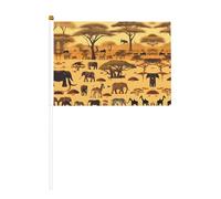 WBQLSL Drapeau à main imprimé animaux de la prairie africaine - Convient pour le baseball, le basket-ball, le football et les pom-pom girls