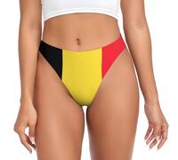WBQLSL Drapeau de Belgique Imprimé String Femme Sexy Lingerie Bikini Culotte Large Noir