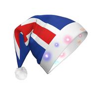 WBQLSL Drapeau de l'Islande Chapeau de Noël lumineux en trois étapes pour adulte, unisexe, chapeau de Noël éclairé par LED, cadeau de Nouvel An