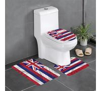 WBQLSL Drapeau d'Hawaï Américain 3 pièces Tapis de sol antidérapant Flanelle Tapis de sol Salle de bain Tapis antidérapant Décoration intérieure