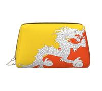 WBQLSL Drapeau du Royaume du Bhoutan Trousse de maquillage en cuir, sac de maquillage de voyage portable, sac de rangement cosmétique de grande capacité avec poches, blanc, taille unique