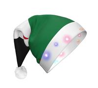 WBQLSL Drapeau du Sahara Occidental Adulte Chapeau de Noël éclairé en trois étapes Unisexe Nouvel An LED Chapeau de Noël en peluche Cadeau de fête de Noël