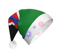 WBQLSL Drapeau du Soudan du Sud Adulte Chapeau de Noël éclairé à trois étapes Unisexe Nouvel An LED Chapeau de Noël en peluche Cadeau de fête de Noël