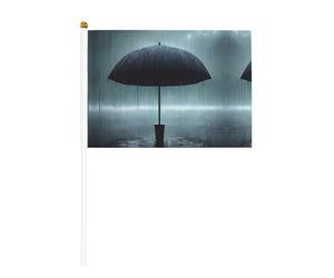 WBQLSL Drapeau imprimé parapluie noir sous la pluie - Convient pour le baseball, le basket-ball, le football et les pom-pom girls