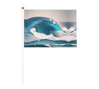 WBQLSL Drapeau imprimé vague bleue de dessin animé - Convient pour le baseball, le basket-ball, le football et les pom-pom girls