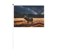 WBQLSL Drapeau imprimé wapiti dans la prairie - Convient pour le baseball, le basket-ball, le football et les pom-pom girls