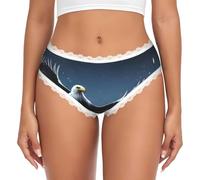 WBQLSL Eagle under the stars Culotte en dentelle pour femme - Taille basse sans couture Transfert Print Soft Culotte, blanc, S-3XL