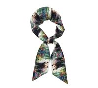 WBQLSL Écharpe en soie pour femme avec imprimé jungle ours, peut être utilisée comme foulard, châle, bracelet de sac à main ou bandeau