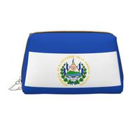 WBQLSL El Salvador Trousse de maquillage en cuir, trousse de maquillage de voyage portable, sac de rangement cosmétique de grande capacité avec poches, blanc, taille unique