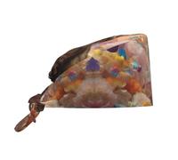 WBQLSL Energetic Cat Print Casquette de travail tout-en-un pour cuisine, exercice quotidien et douche Noir