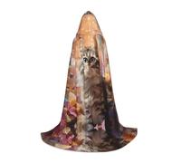 WBQLSL Energetic Cat Printed Medium Cape à capuche Costume Adolescent Accessoire de fête Décoration Tailles S/M/L
