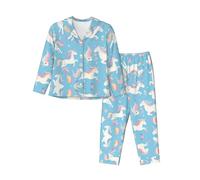 WBQLSL Ensemble de pyjama à manches longues imprimé gnous coloré, simple et confortable, Noir , L-3XL