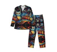 WBQLSL Ensemble de pyjama coloré pour homme, vêtement de détente à manches longues, taille élastique, poches latérales pratiques, Noir , M