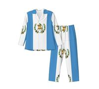 WBQLSL Ensemble de pyjama doux à manches longues avec motif drapeau du Guatemala pour homme, vêtement de détente décontracté, taille élastique, deux poches latérales, Noir , S