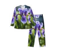 WBQLSL Ensemble de pyjama doux à manches longues pour homme, vêtement de détente décontracté, taille élastique, deux poches latérales, Noir , XXL