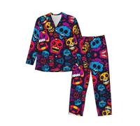 WBQLSL Ensemble de pyjama doux à manches longues pour homme, vêtements de détente décontractés, taille élastique, double poches latérales, Noir , XXL