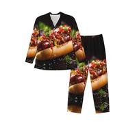 WBQLSL Ensemble de pyjama doux à manches longues pour homme, vêtements de détente décontractés, taille élastique, double poches latérales, Noir , S