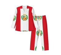 WBQLSL Ensemble de pyjama imprimé drapeau du Pérou pour homme, vêtements de détente à manches longues, taille élastique, poches latérales pratiques, Noir , XL
