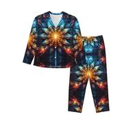 WBQLSL Ensemble de pyjama pour femme avec imprimé floral fantastique, doux et chaud, relaxant à la maison, Noir , M