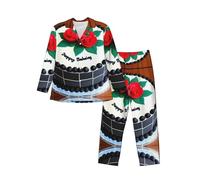 WBQLSL Ensemble de pyjama pour homme à manches longues, taille élastique, poches latérales pratiques, Noir , L