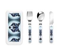 WBQLSL Ensemble de vaisselle portable 3 pièces pour enfants - Motif tête de loup féroce