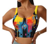 WBQLSL Ensemble de vêtements de sport imprimés chiens de différentes couleurs pour femmes, yoga, danse, pilates, course à pied, fitness, Noir , S