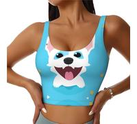 WBQLSL Ensemble de vêtements de sport pour femme avec impression chien pour yoga, danse, pilates, course à pied, fitness, Noir , S