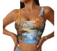 WBQLSL Ensemble de vêtements de sport pour femme avec imprimé Forest River, yoga, danse, pilates, course à pied, fitness, Noir , XL