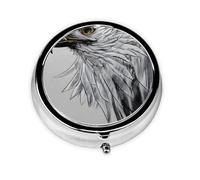 WBQLSL Esquisse un aigle Mini boîte à pharmacie avec trois compartiments, petite boîte à médicaments ronde, portable