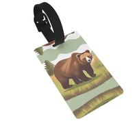 WBQLSL Étiquettes à bagages Brown Bear Walking - Étiquettes élégantes et durables pour sac à dos et étiquettes de bagage personnalisées