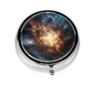 WBQLSL Explosion of the Earth Boîte à pharmacie ronde imprimée avec 3 compartiments pour le rangement portable des médicaments