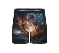 WBQLSL Explosion of the Earth Boxer pour homme, tissu hautement élastique, respirant, plusieurs tailles (S-2XL), Noir/blanc, XL
