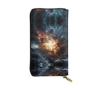 WBQLSL Explosion of the Earth Portefeuille élégant en cuir 19 x 10,5 cm de long avec fermeture éclair, portefeuille de voyage pratique