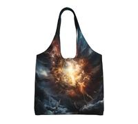 WBQLSL Explosion of the Earth Sac à bandoulière imprimé - Convient pour les sacs en toile robustes, sacs de courses, noir, taille unique