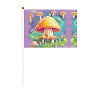 WBQLSL Fantasy Dream Drapeau à main imprimé champignon - Convient pour le baseball, le basket-ball, le football et les pom-pom girls