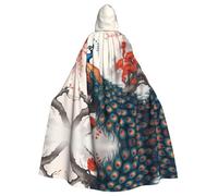 WBQLSL Flame-Plume Paon Halloween Cape de mascarade Cape à Capuche Rave Party Costume (longueur 147cm / Hauteur de capuche 38cm)