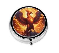 WBQLSL Flying Phoenix Mini boîte à pharmacie avec trois compartiments, petite boîte à pharmacie ronde, portable