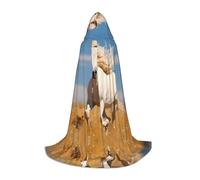 WBQLSL Galloping Stallion S Robe cape imprimée | À capuche | Costume de cosplay | Accessoire de fête d'Halloween | S/M/L