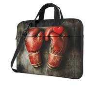 WBQLSL Gants de boxe imprimés pour ordinateur portable, sac à bandoulière et mallette, facile à transporter pour les voyages d'affaires et le travail, Noir , 13 inch