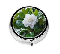 WBQLSL Gardenia Mini boîte à pharmacie avec trois compartiments, petite boîte à médicaments ronde, portable
