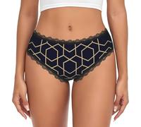 WBQLSL Geometric Lines Culotte en dentelle pour femme - Taille basse sans couture - Imprimé transfert - Culotte souple, Noir , XL-3XL