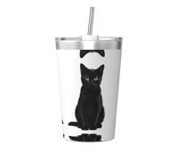 WBQLSL Good Little Black Cat Good Little Black Cat Bouteille en acier inoxydable avec paille conique amovible et portable pour sports de plein air