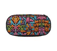 WBQLSL Graffiti blanc bordure lettres imprimées papeterie sac de rangement - Trousse à crayons multicouche portable étudiant