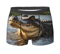 WBQLSL Grand boxer imprimé crocodile - Confortable pour la maison, les trajets et le sport, Noir , S