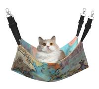 WBQLSL Grand hamac imprimé carte du monde dessin animé, hamac de couchage pour chats, furets, chiots, lapins, petits animaux