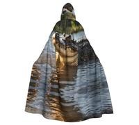 WBQLSL Grande cape à capuche avec imprimé crocodile - Costume de fête de vacances/carnaval pour adultes et enfants