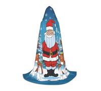 WBQLSL Grande cape à capuche imprimée cerf de Noël mignon costume adolescent accessoire de fête décoration tailles S/M/L
