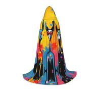 WBQLSL Grande cape à capuche imprimée de chiens de différentes couleurs, costume d'adolescent, accessoire de fête, tailles S/M/L