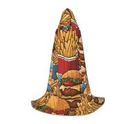 WBQLSL Grande cape à capuche imprimée de frites mignonnes, costume d'adolescent, accessoire de fête, tailles S/M/L