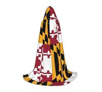 WBQLSL Grande cape à capuche pour cosplay avec drapeau du Maryland imprimée, costume, accessoire de fête essentiel, tailles S/M/L (unisexe)